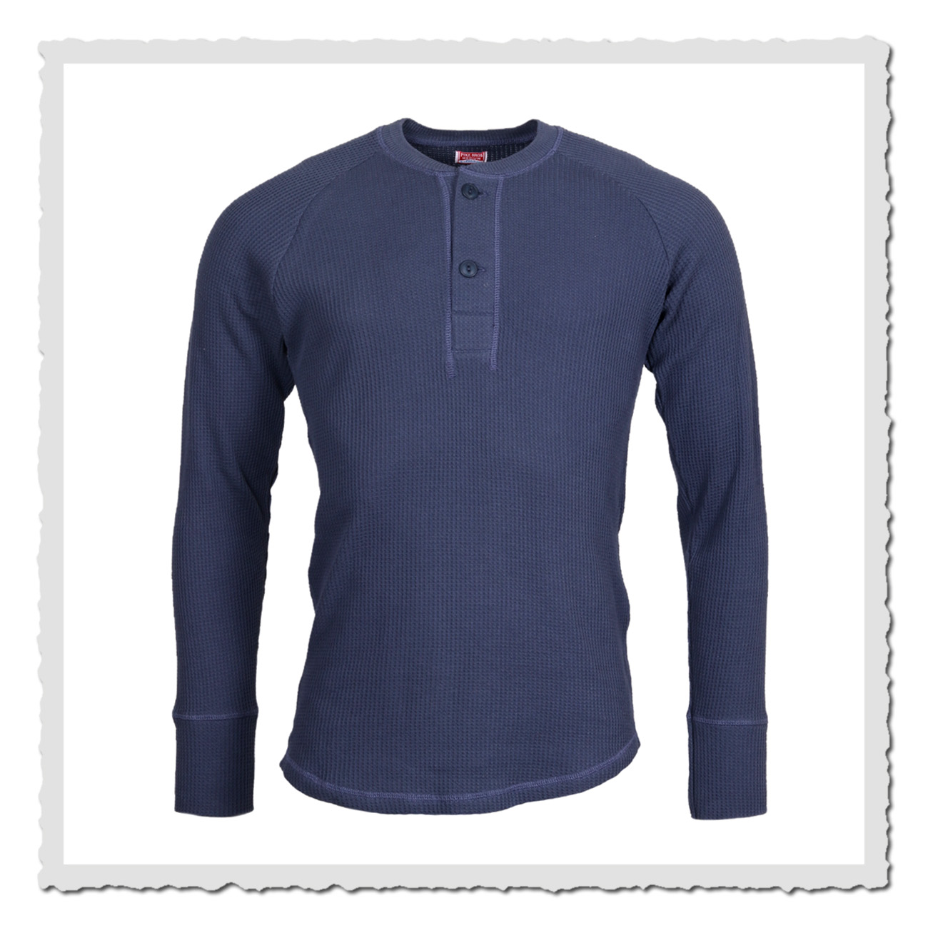 Pike Brothers 1936 Waffle Shirt – Vintage-Langarmshirt in blau mit Waffelstruktur